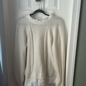 LOFT Cream Cable Knit Sweater
